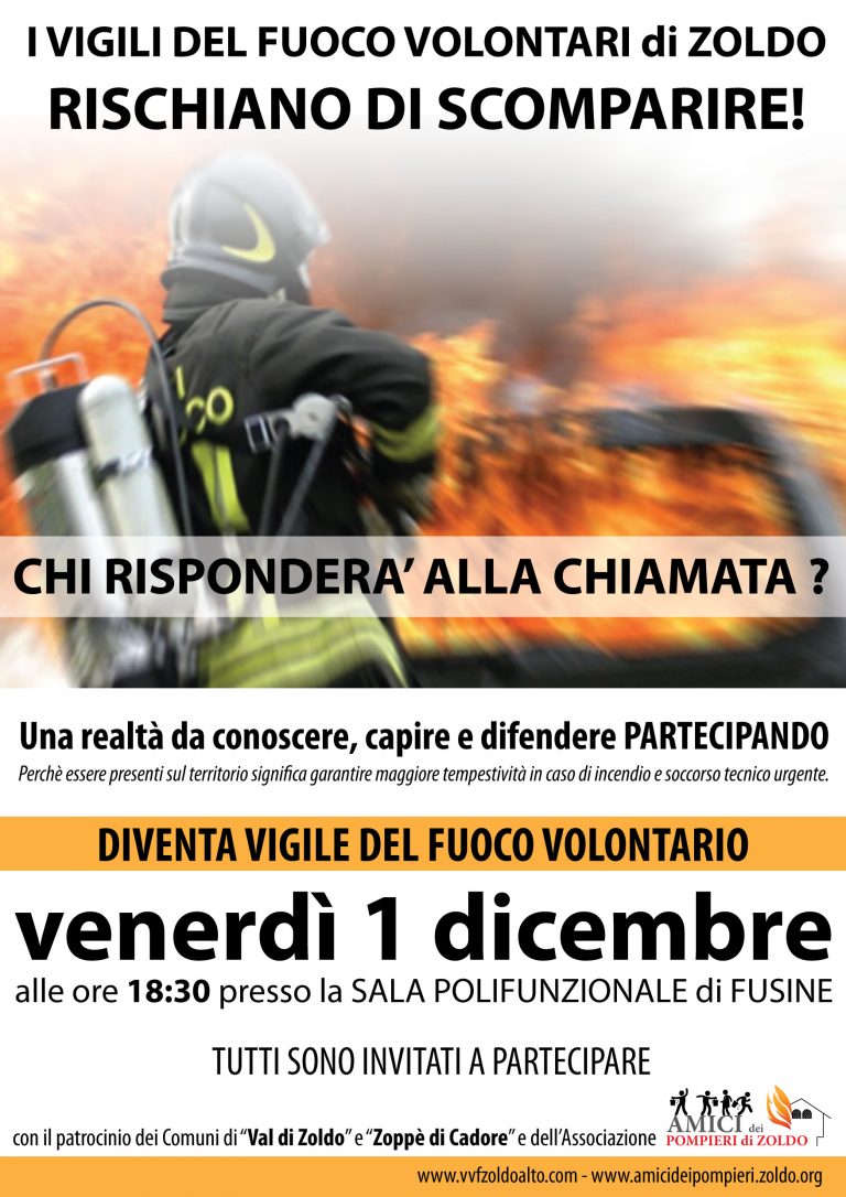 Incontro – I vigili del fuoco volontari di Zoldo rischiano di scomparire